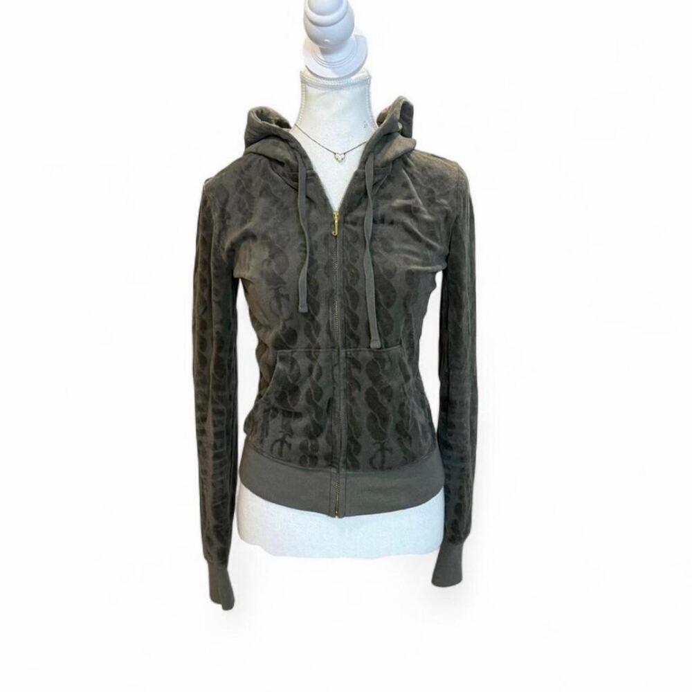 Juicy Couture Y2K Velour zip up light weight fitted hoodie size M